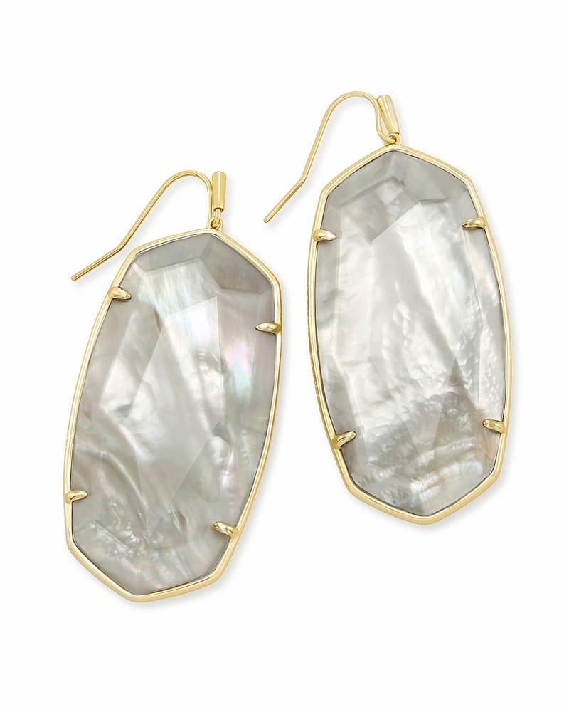 Faceted Danielle Gold Statement Earrings in Gray Illusion image number 0