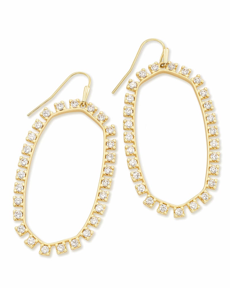 Danielle Open Frame Crystal Statement Earrings in Gold image number 0