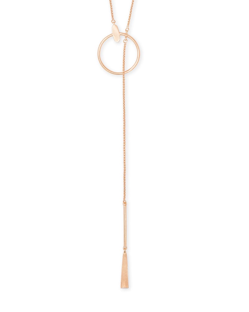 Small Tegan Y Necklace in Rose Gold image number 0