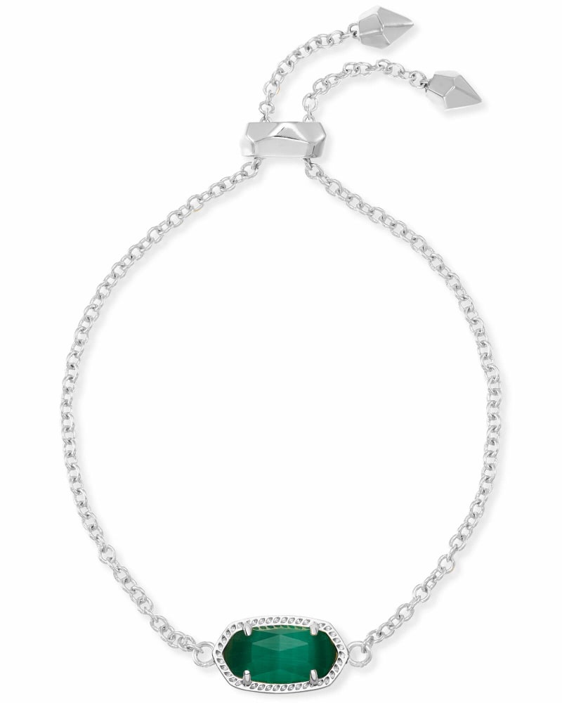 Elaina Silver Adjustable Chain Bracelet in Emerald Cats Eye image number 0