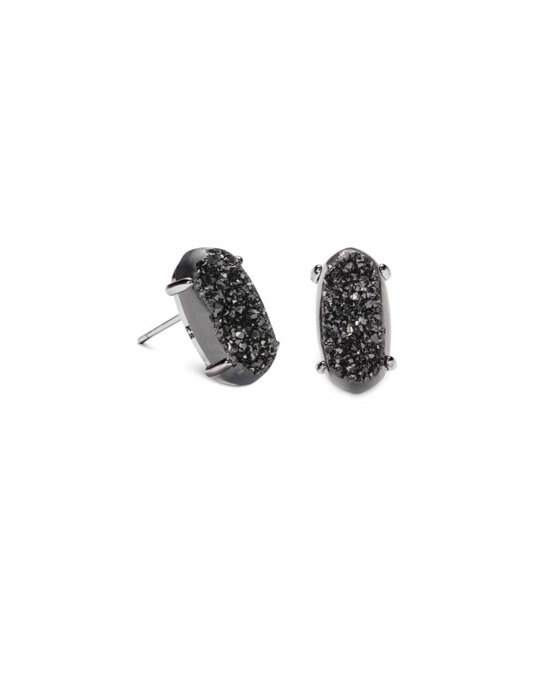 Betty Gunmetal Stud Earrings in Black 