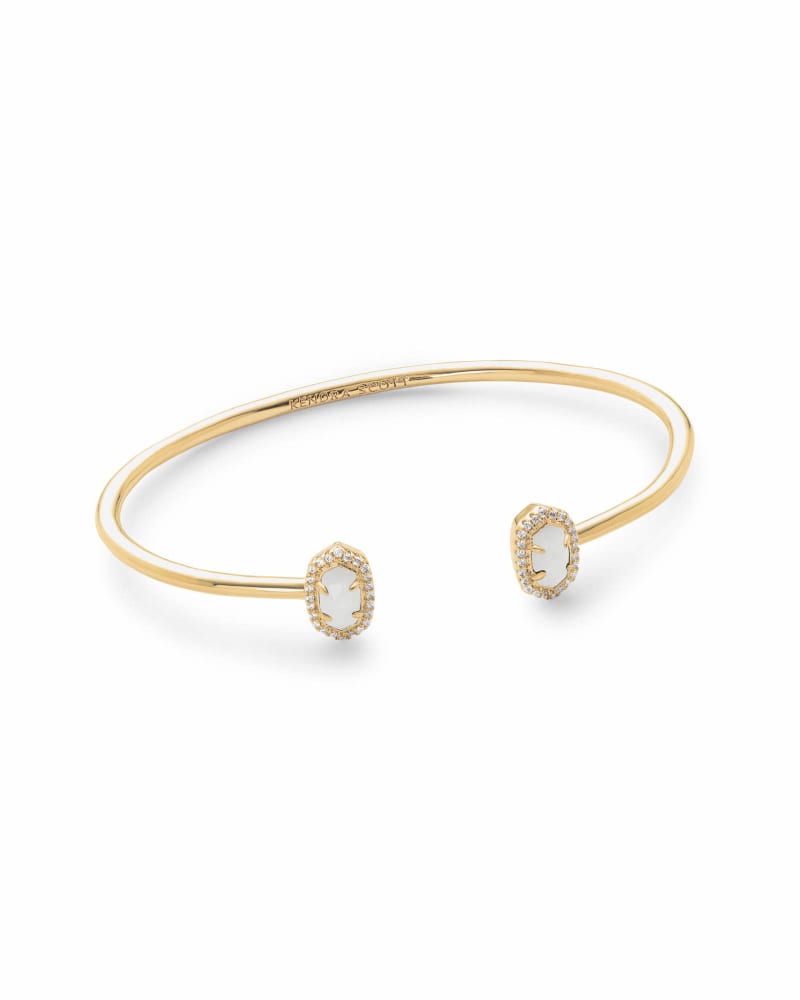 Calla Gold Cuff Bracelet in White Pearl image number 0