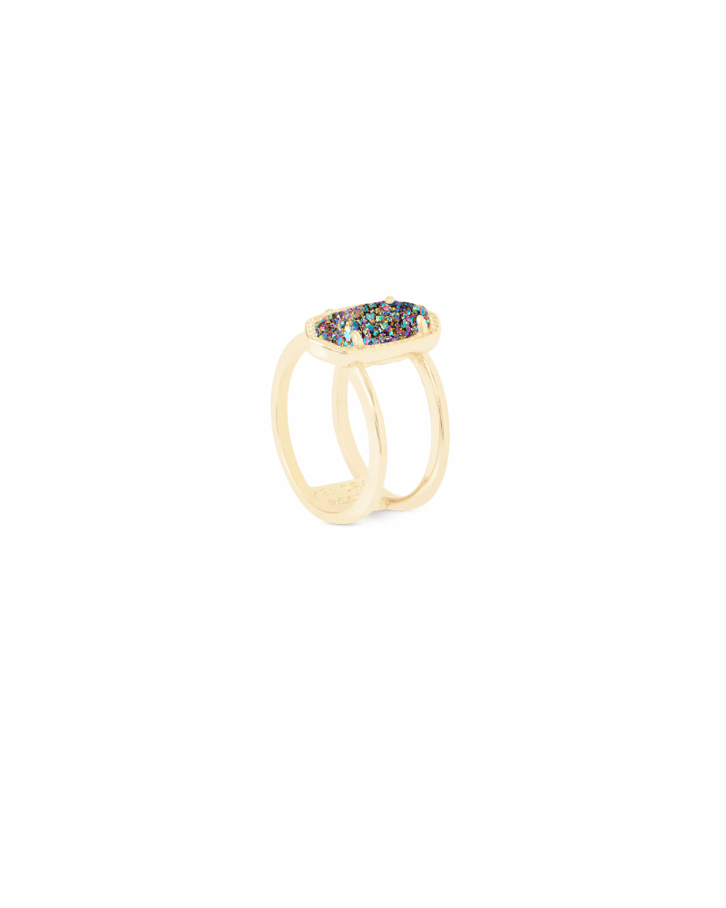 Elyse Gold Ring in Multicolor Drusy image number 2