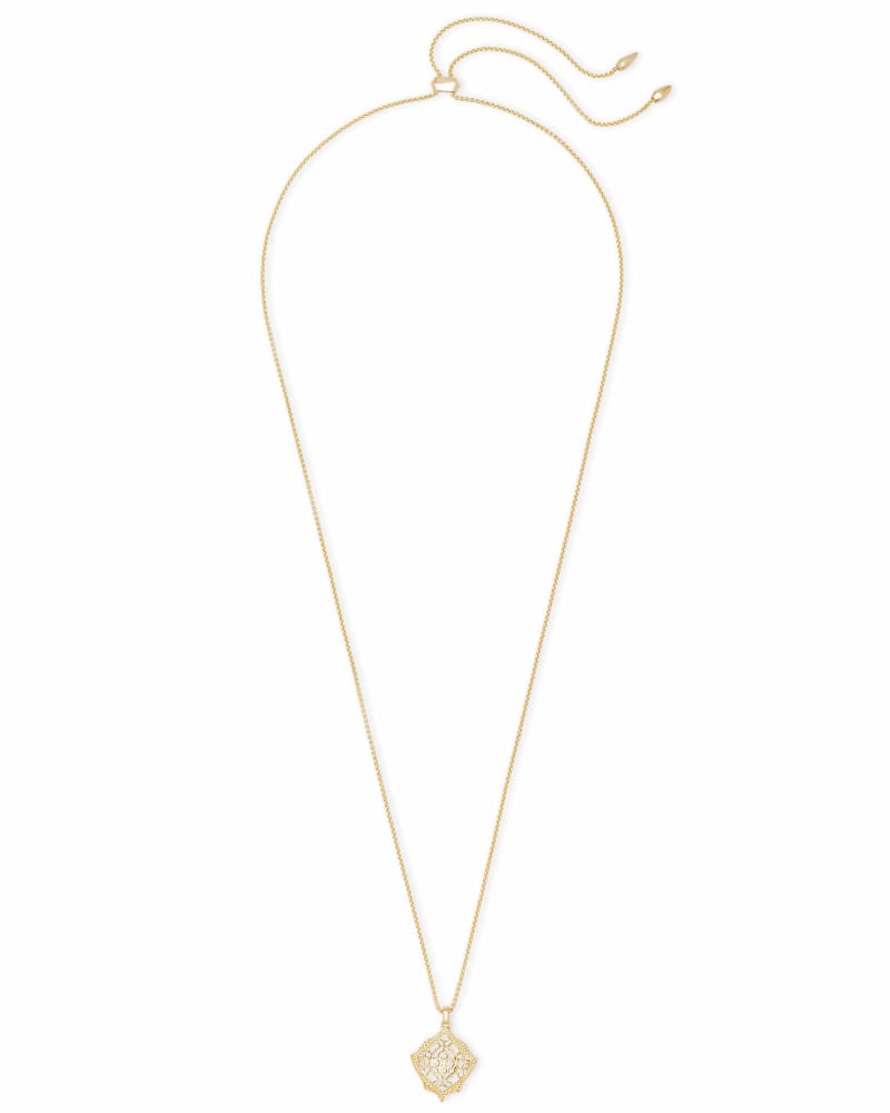 Kacey Gold Long Pendant Necklace in Gold Filigree Mix image number 1