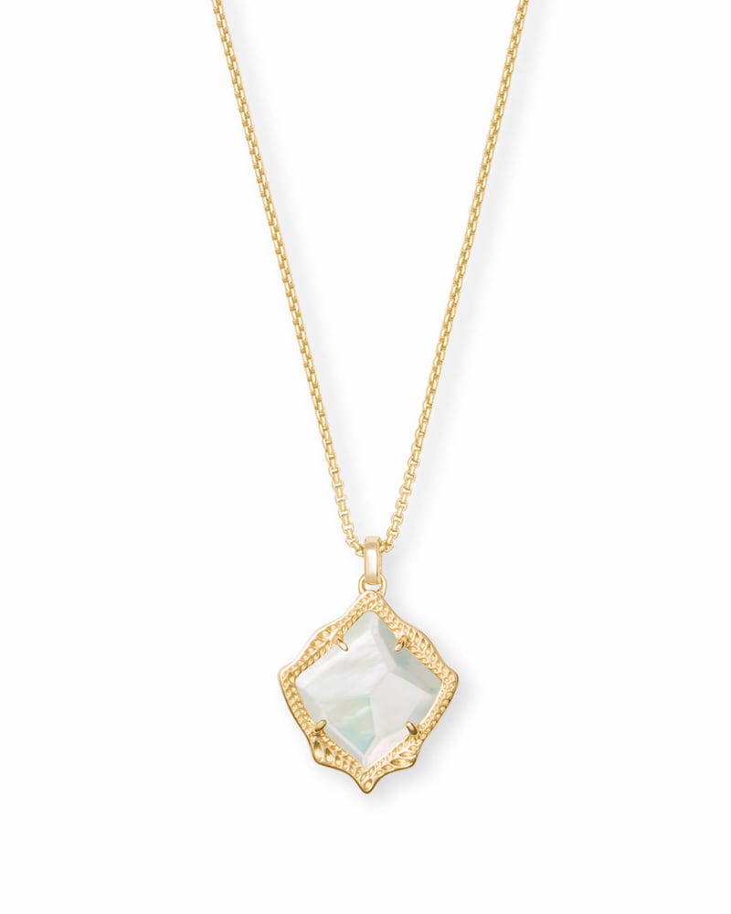 Kacey Gold Long Pendant Necklace in Ivory Pearl image number 0