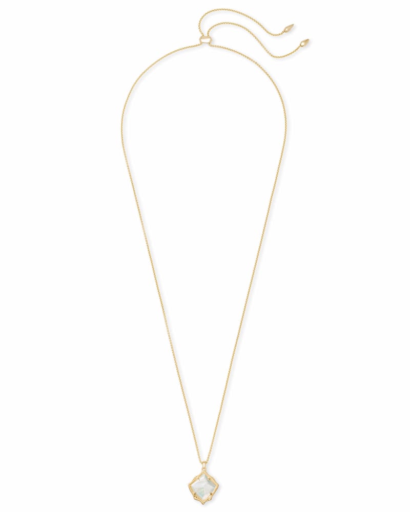 Kacey Gold Long Pendant Necklace in Ivory Pearl image number 1