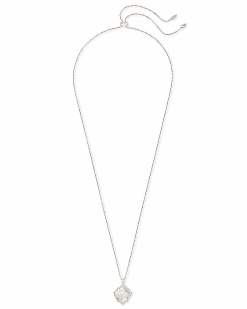 Kacey Silver Long Pendant Necklace in Ivory Pearl image number 1