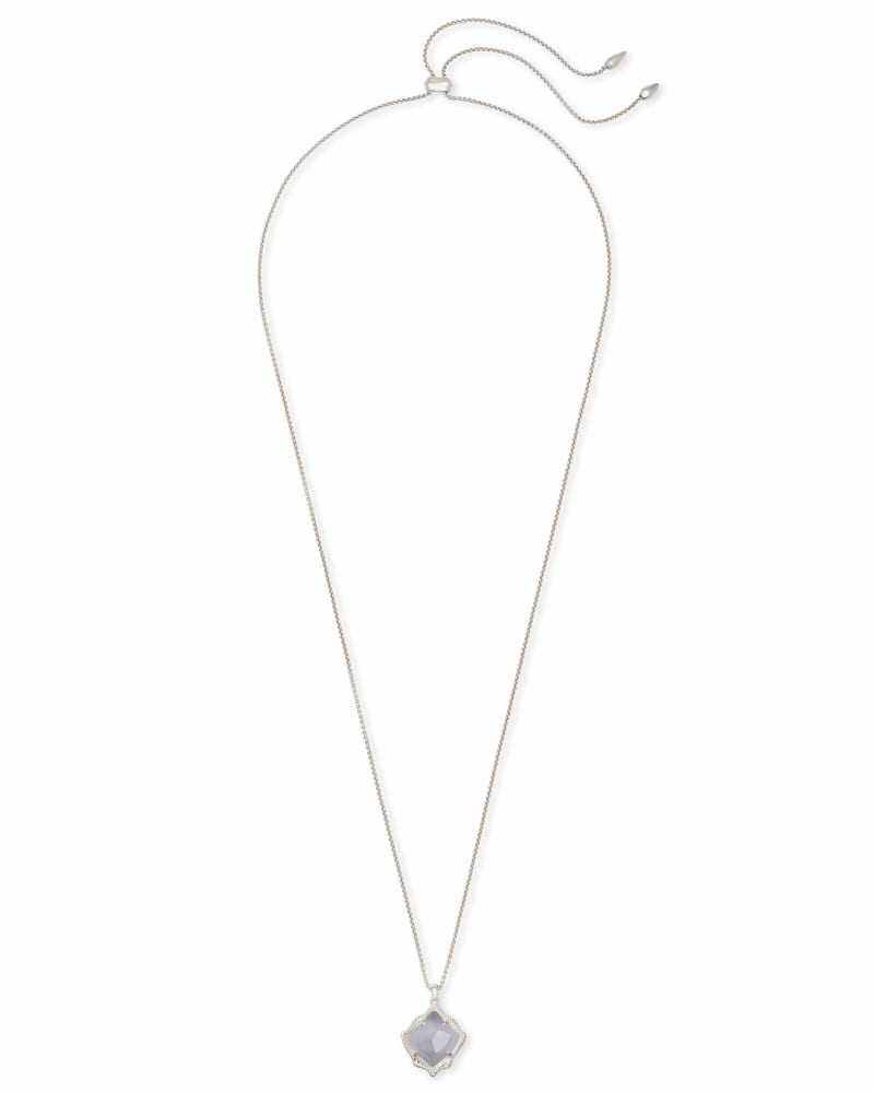 Kacey Silver Long Pendant Necklace in Slate Cats Eye image number 1