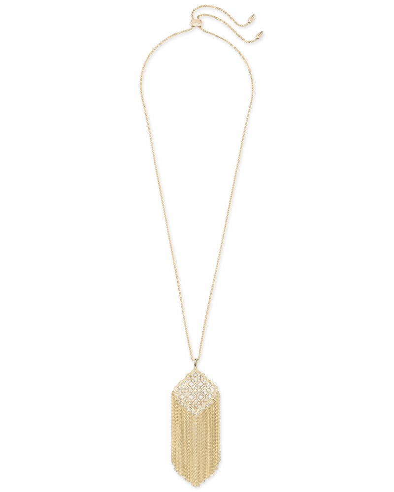 Kingston Gold Long Pendant Necklace in Gold Filigree Mix image number 2