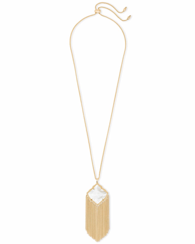 Kingston Gold Long Pendant Necklace in Ivory Pearl image number 2