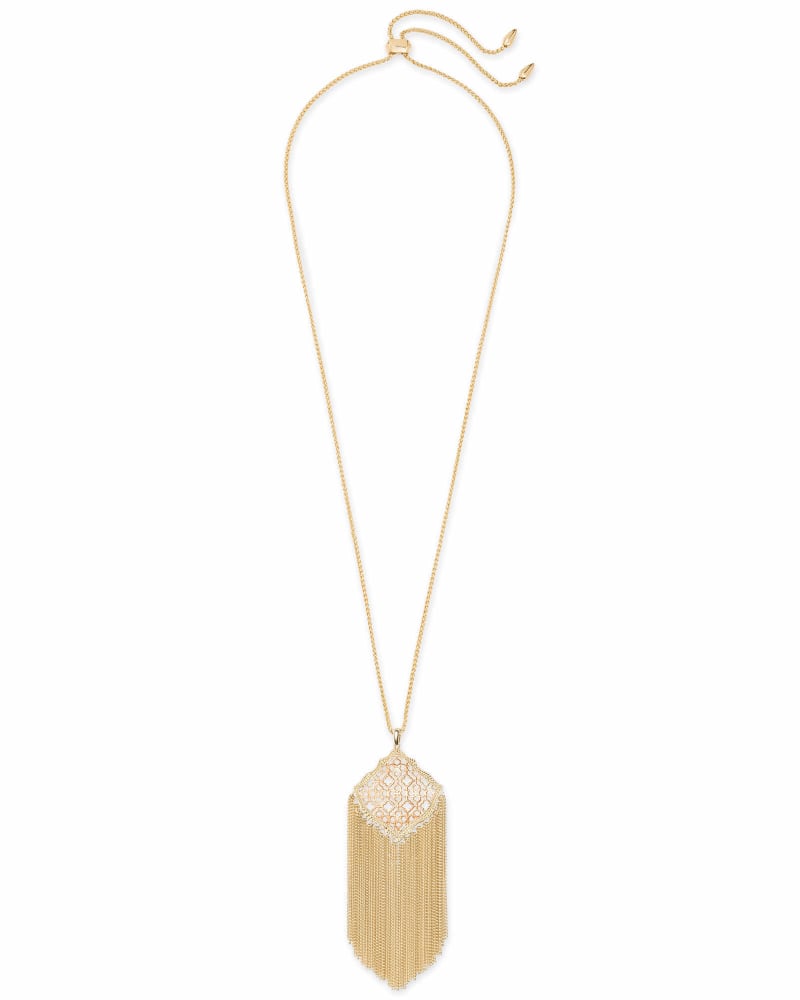 Kingston Gold Long Pendant Necklace in Rose Gold Filigree Mix image number 2