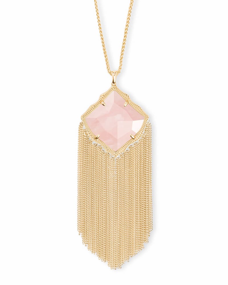 Kingston Gold Long Pendant Necklace in Rose Quartz image number 0