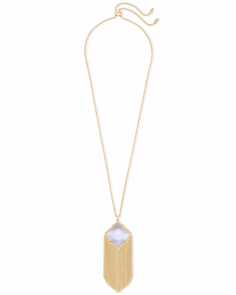 Kingston Gold Long Pendant Necklace in Slate Cats Eye image number 2