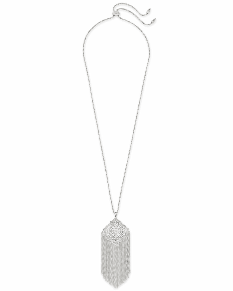 Kingston Silver Long Pendant Necklace in Silver Filigree Mix image number 2