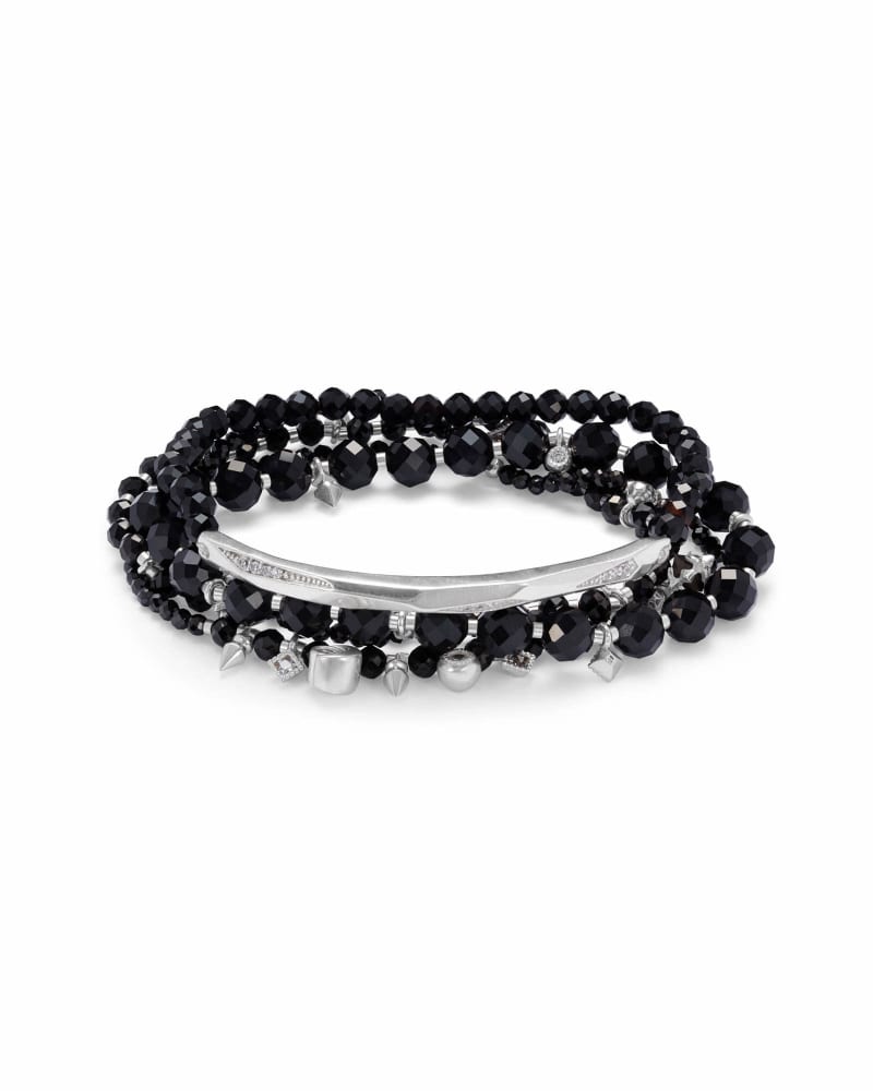 Supak Silver Beaded Bracelet Set in Black Opaque Glass image number 0