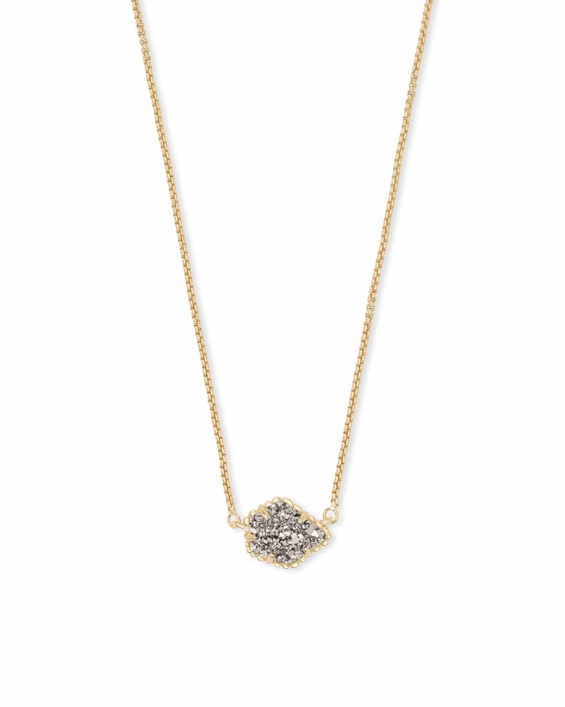 Tess Gold Pendant Necklace in Platinum Drusy image number 0