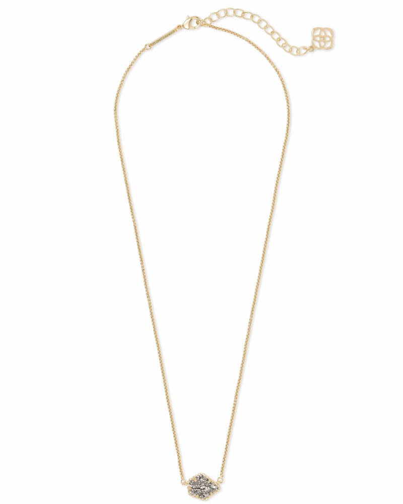 Tess Gold Pendant Necklace in Platinum Drusy image number 2