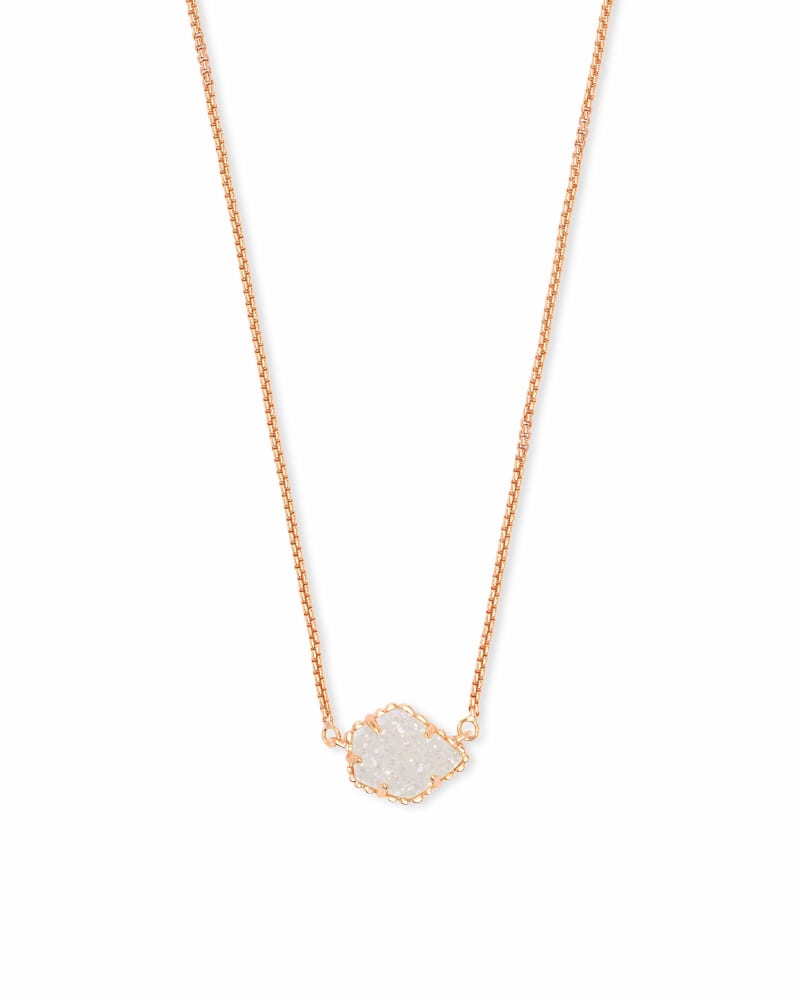 Tess Rose Gold Pendant Necklace in Iridescent Drusy image number 0