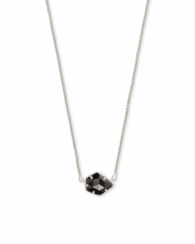 Tess Silver Small Pendant Necklace In Black image number 0