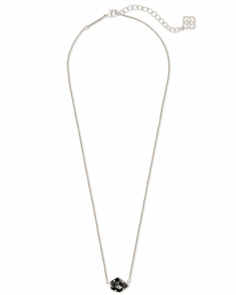 Tess Silver Small Pendant Necklace In Black image number 2