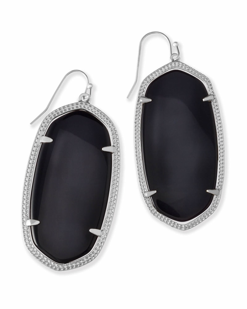 Danielle Silver Drop Earrings in Black Opaque Glass image number 0