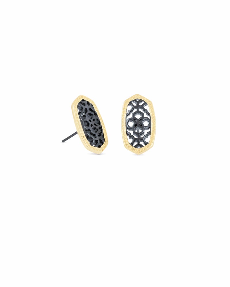 Ellie Gold Stud Earrings in Gunmetal Filigree image number 0