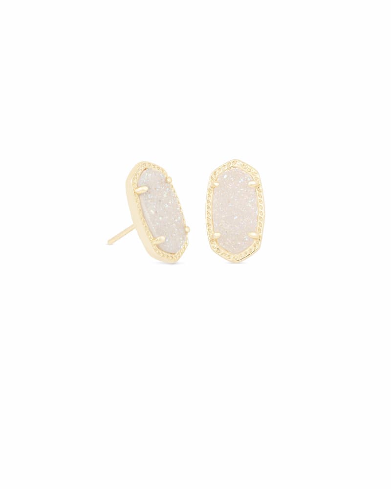 Ellie Gold Stud Earrings in Iridescent Drusy