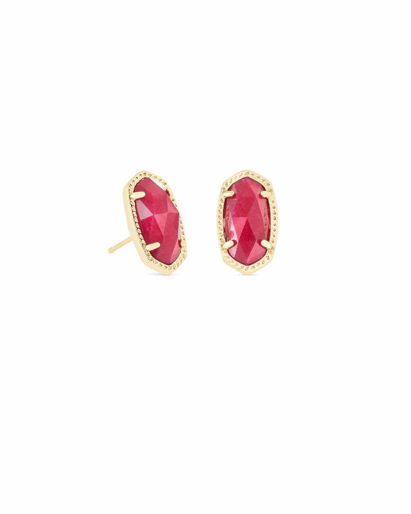 Ellie Gold Stud Earrings in Maroon Jade image number 0