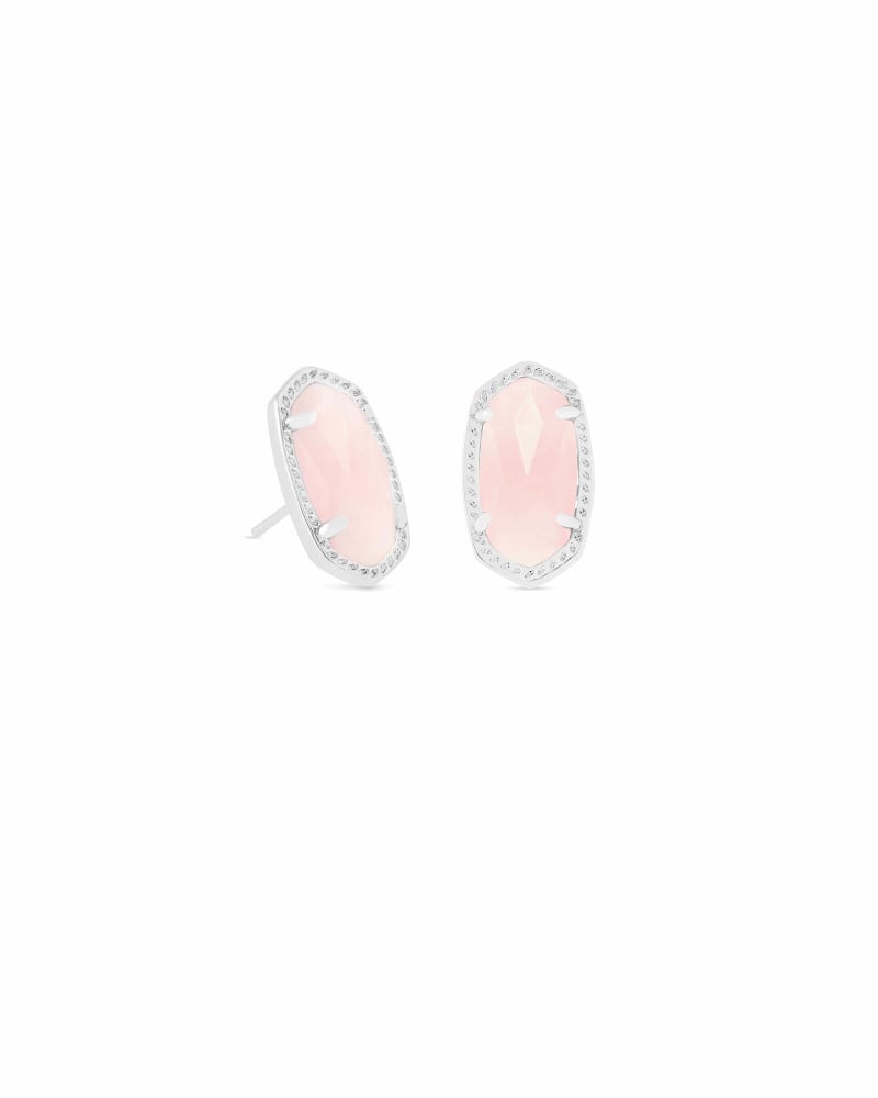 Ellie Silver Stud Earrings in Rose Quartz image number 0