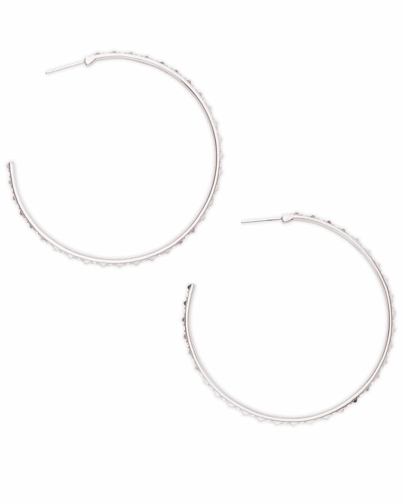 Val Silver Hoop Earrings in Iridescent Crystal Kendra Scott