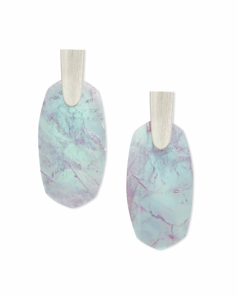 Aragon Silver Drop Earrings in Amethyst Dichroic Glass image number 0