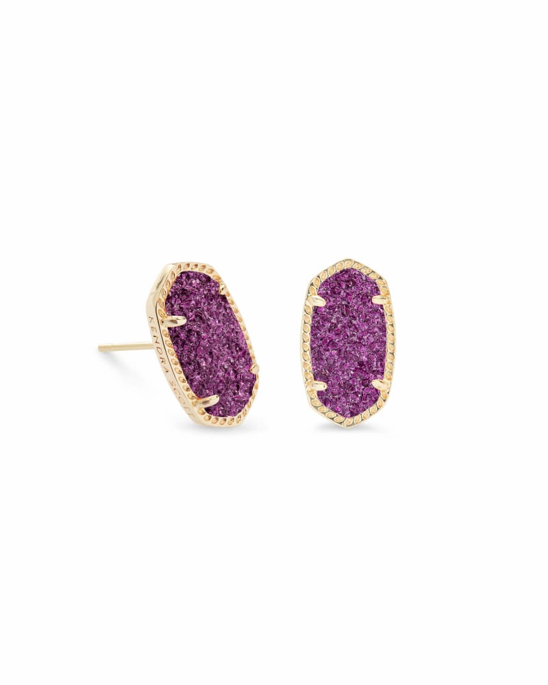 Ellie Gold Stud Earrings in Amethyst Drusy image number 0