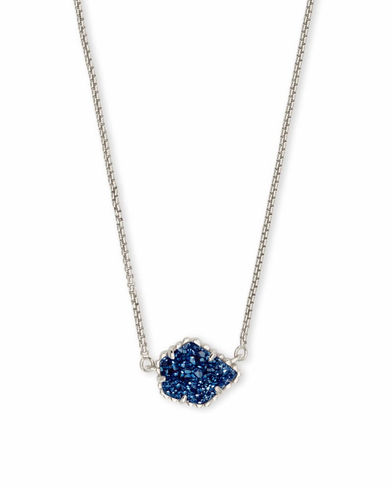 Tess Silver Pendant Necklace in Blue Drusy image number 0