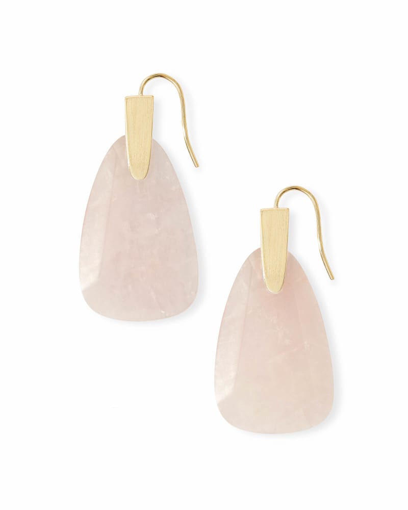 Marty Gold Drop Earrings in Rose Quartz image number 0