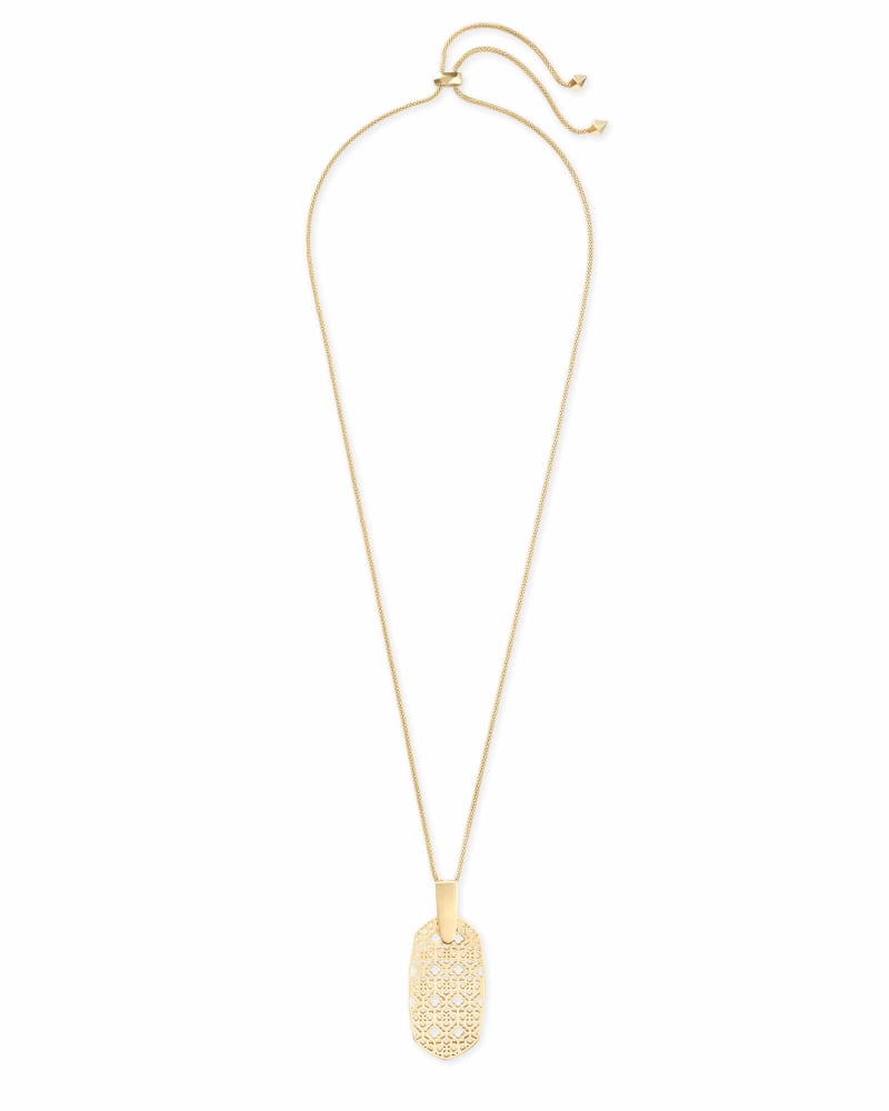 Inez Gold Long Pendant Necklace in Gold Filigree image number 2