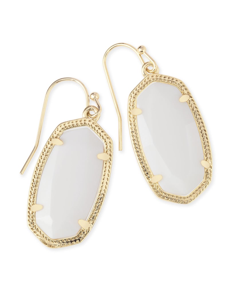 Dani Gold Drop Earrings in White Pearl Kendra Scott