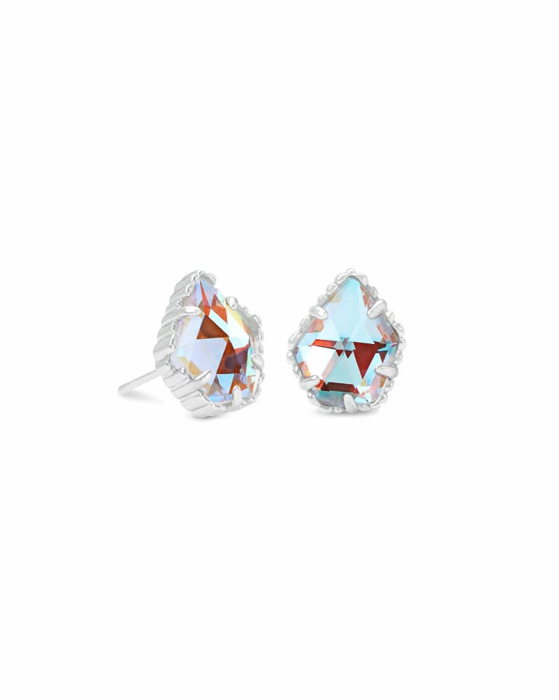 Tessa Silver Stud Earrings in Dichroic Glass image number 0