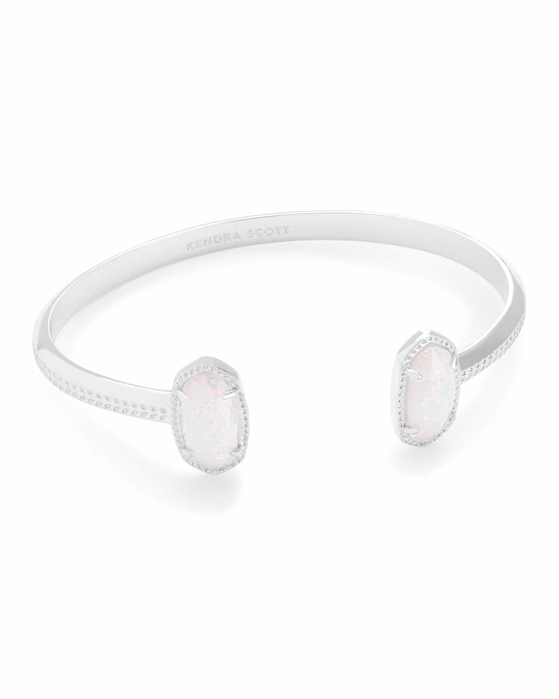 Elton Silver Cuff Bracelet White Kyocera Opal image number 0