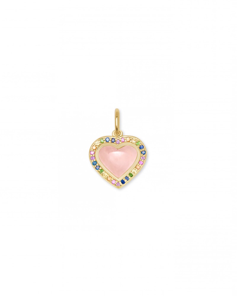 Angie Heart 18k Yellow Gold Vermeil Accent Charm in Rose Quartz image number 0