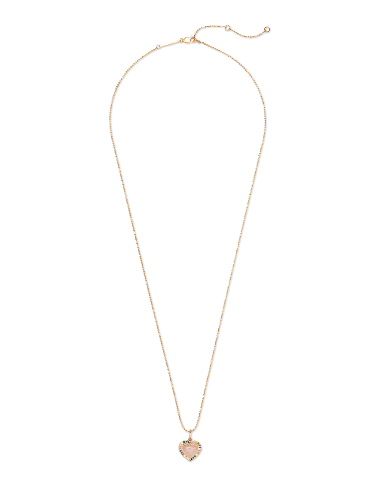 Angie Heart 18k Yellow Gold Vermeil Pendant Necklace in Rose Quartz image number 1