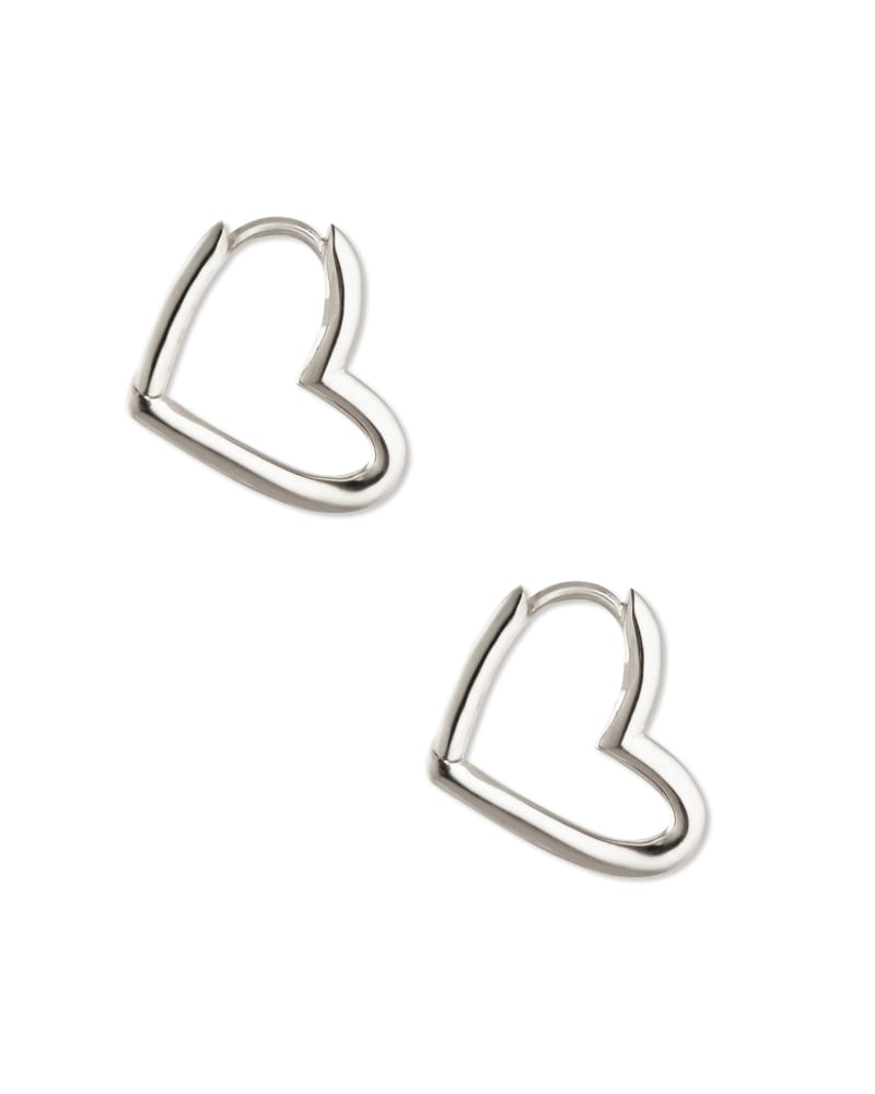 Ari Heart Hoop Earrings in Sterling Silver image number 0