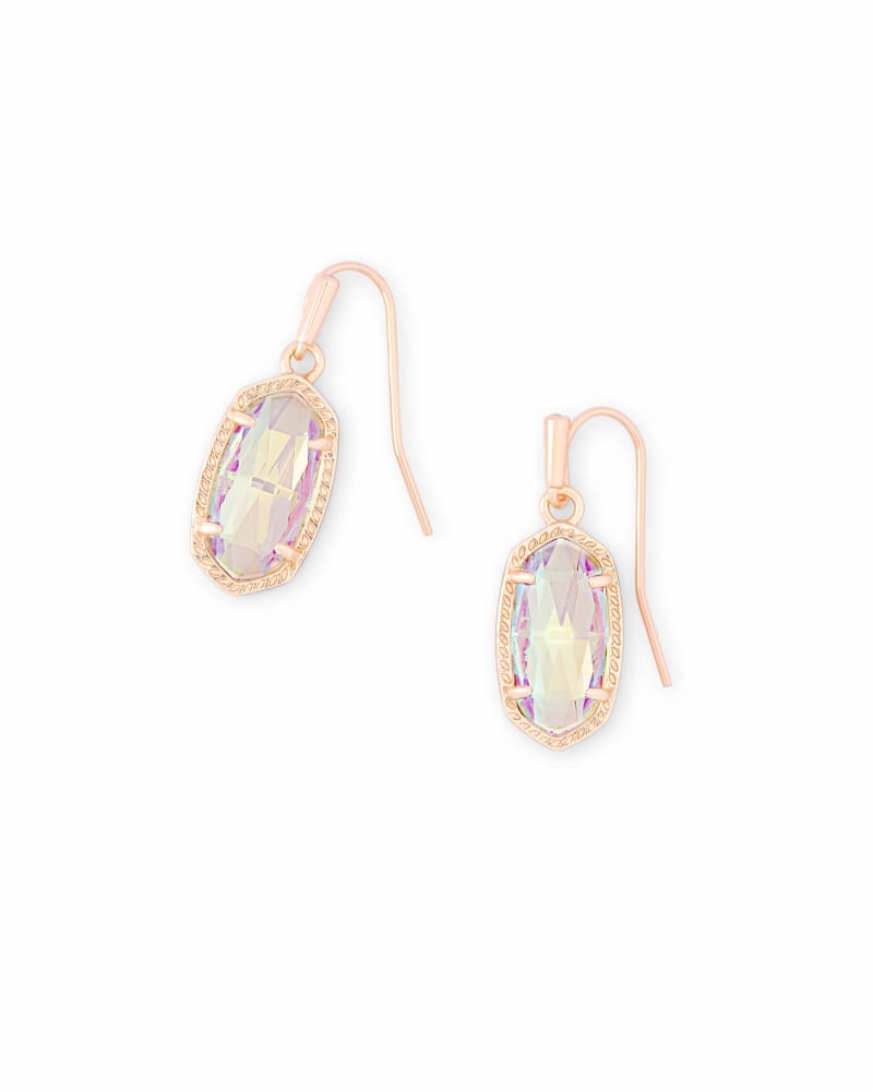Lee Rose Gold Drop Earrings in Dichroic Glass image number 0