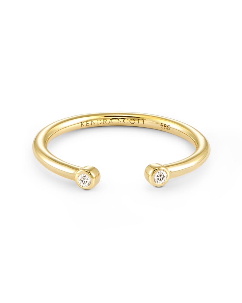 Audrey 14k Yellow Gold Open Ring in White Diamond image number 3