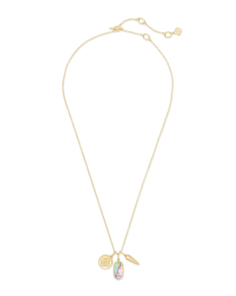 Dira Gold Convertible Coin Charm Necklace in Lilac Abalone image number 1