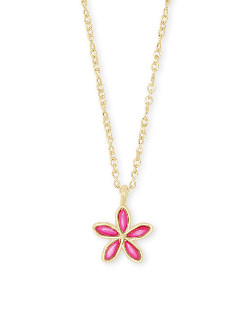 Kyla Flower Gold Pendant Necklace in Raspberry Mother of Pearl | Kendra ...