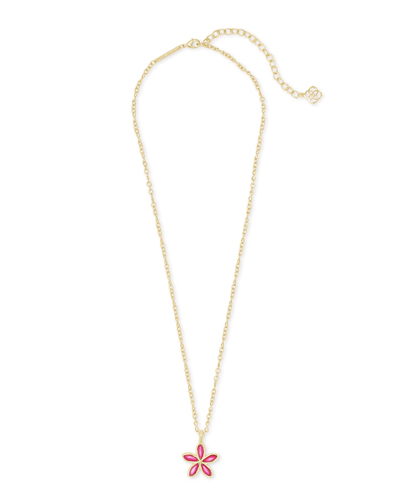 Kyla Flower Gold Pendant Necklace in Raspberry Mother of Pearl image number 2