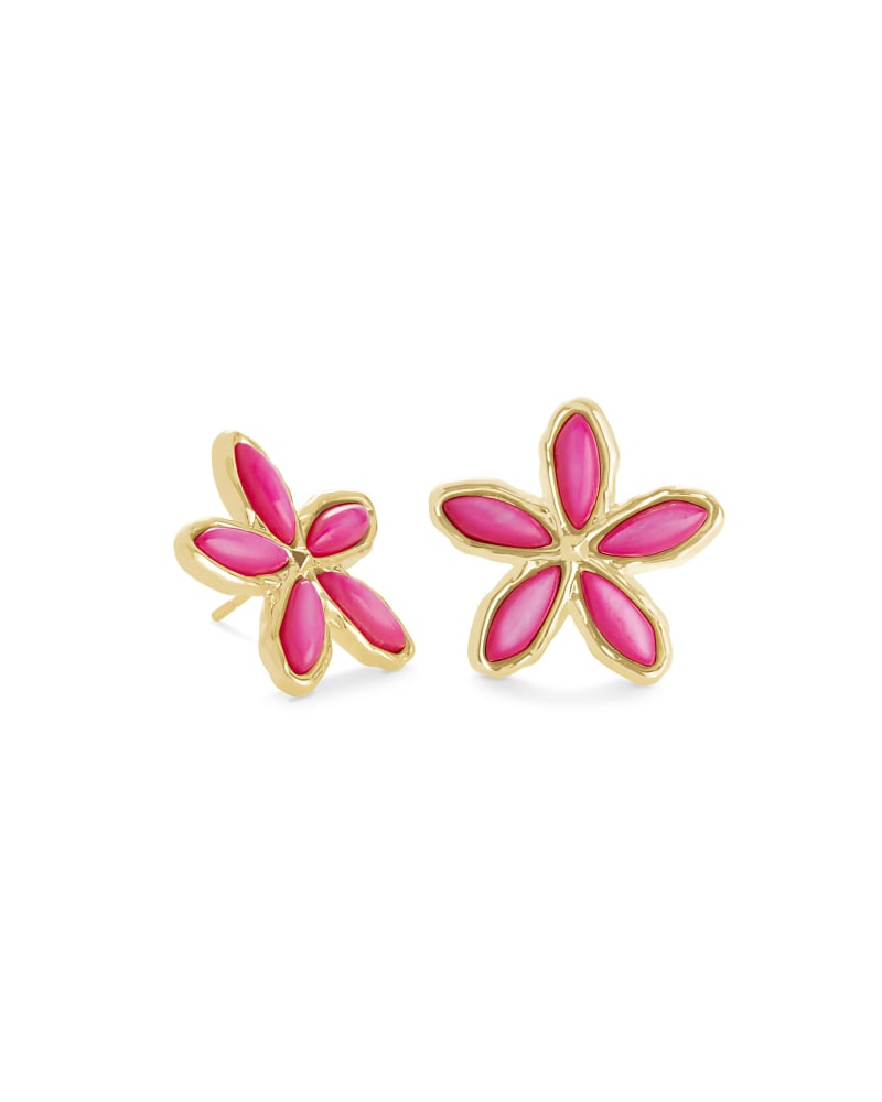 Kyla Flower Gold Stud Earrings in Raspberry Rose image number 0