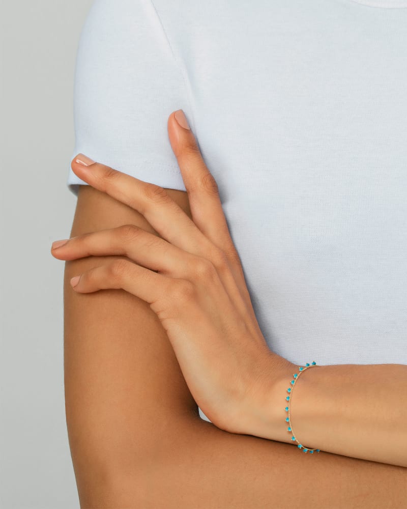 Miranda 14k Yellow Gold Delicate Bracelet in Turquoise image number 2
