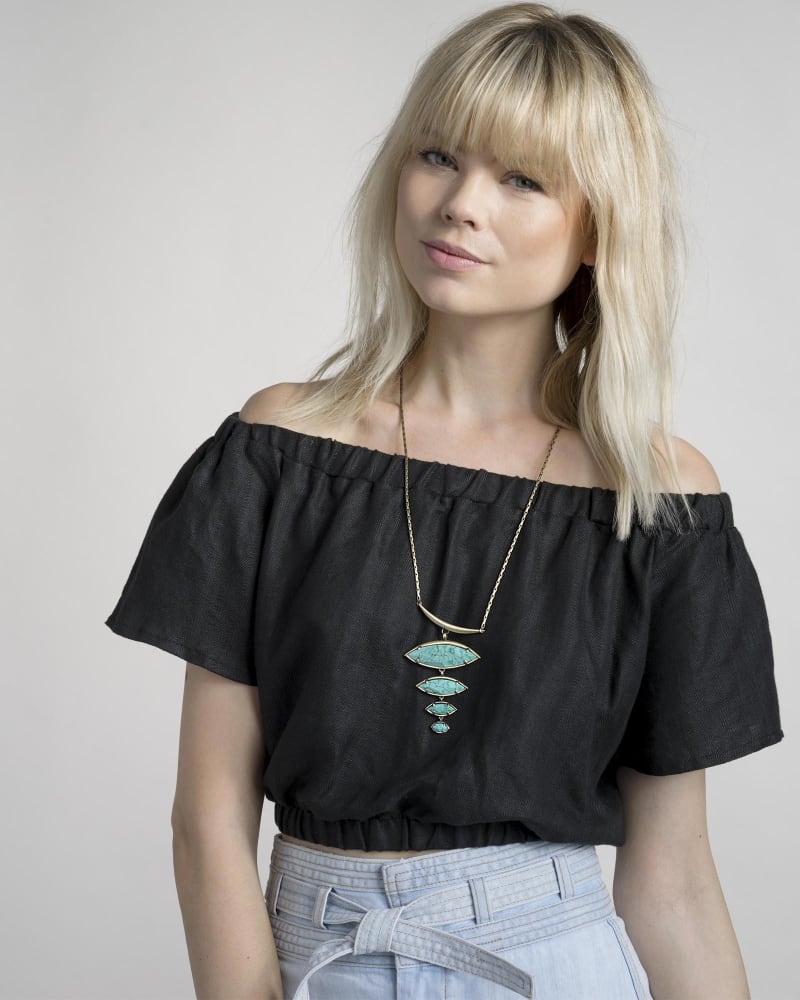 Morris Statement Necklace in Crackle Blue Agate image number 1