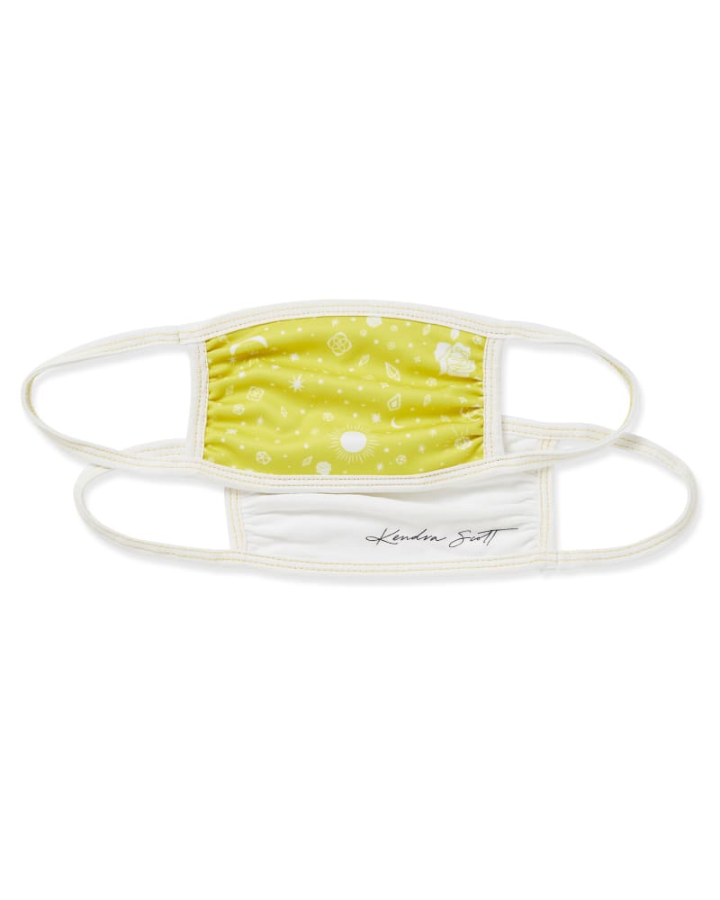 Kendra Scott Face Mask Set of 2 in Yellow Print & White image number 0